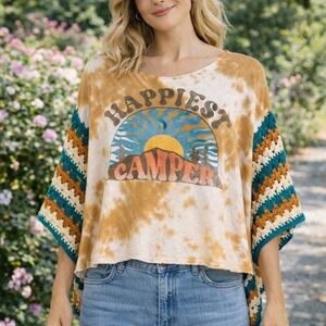 Tie-Dye Boxy Tunic Top - Mustard & Turquoise